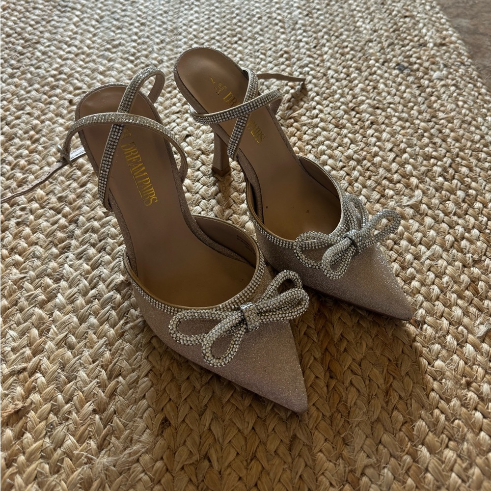 Champagne Gold Bow Heels